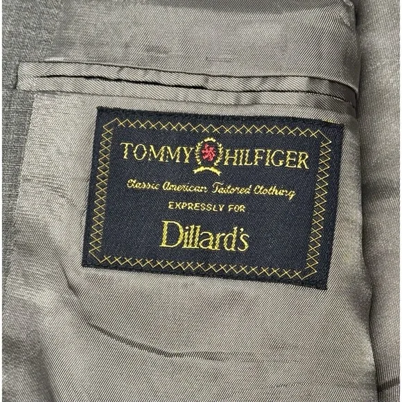 Tommy Hilfiger Suit Mens 48 Long Pants 40x31 Gray Vintage Double Breasted